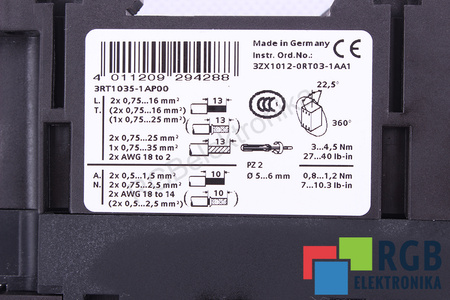 3RT1035-1AP00 SIEMENS SIRIUS 230VAC IE=60A 690V 22KW 24A CONTACTOARE