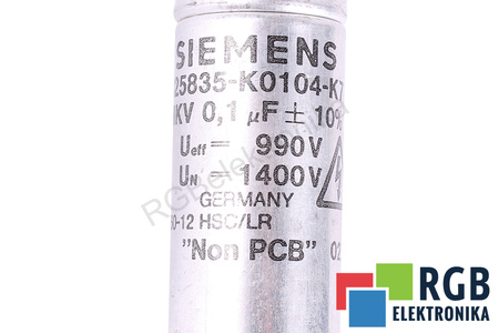 CONDENSATOR B25835-K0104-K7 SIEMENS 0.1UF, UEFF=990V, UN=1400V CONDENSATOR