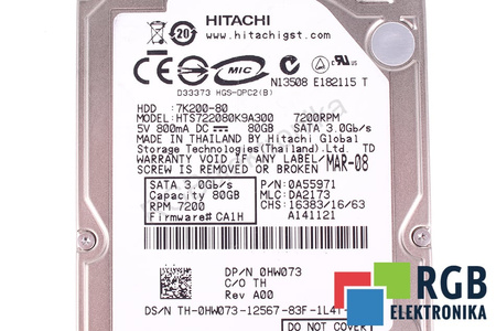HTS722080K9A300 HITACHI TRAVELSTAR 80GB, ATA, 2.5", HDD