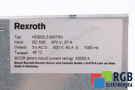 HDS03.2-W075N-HS12-01-FW BOSCH REXROTH R911190008 FWA-DIAX04-ELS-05V54-MS
