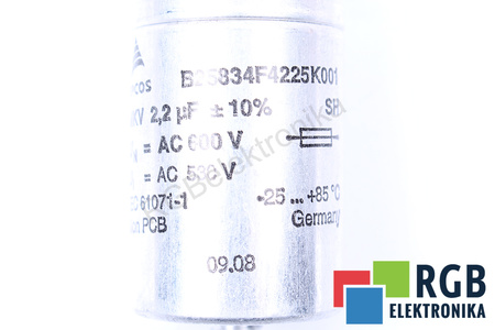 CONDENSATOR B25834F4225K001 EPCOS 2.2UF, 600VDC CONDENSATOR