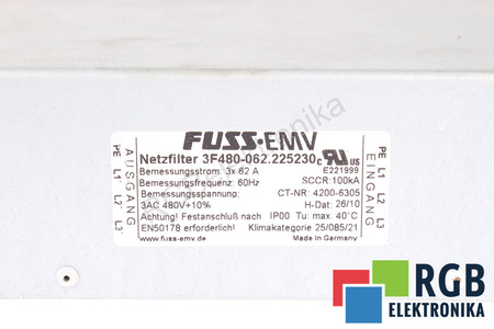 3F480-062.225230 FUSS EMV FILTRU