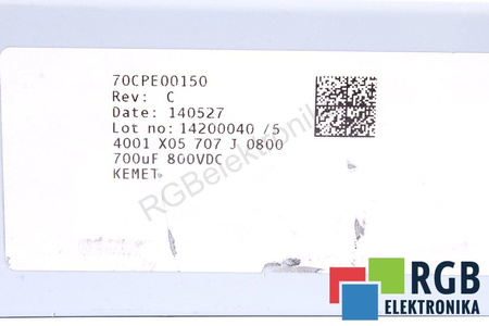 CONDENSATOR 70CPE00150 KEMET 700UF, 800V