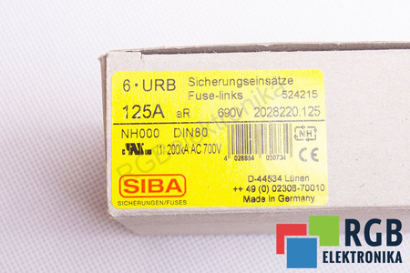 SIGURANŢĂ 2028220 SIBA ULTRA RAPID NH000 125A, 690V, 200KA
