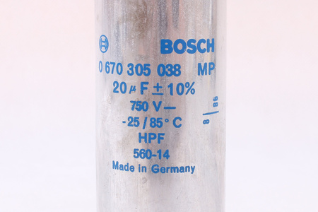 CONDENSATOR 0670305038MP BOSCH 20UF, 750VDC CONDENSATOR