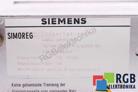 6RA2116-6DK26-0 SIEMENS MREQ-GCG6K26-2A3 E260/24 SIMOREG