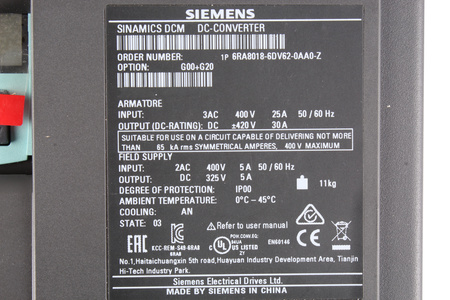 6RA8018-6DV62-0AA0-Z SIEMENS Z:G00+G20