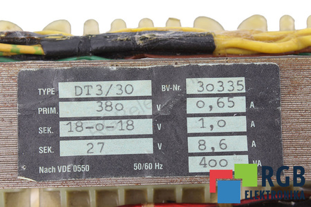 DT3/30 380V, 18/0/18/27V TRANSFORMATOR