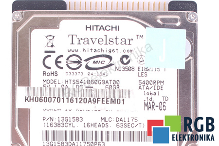 HTS541060G9AT00 HITACHI TRAVELSTAR 60GB, ATA, 2.5", HDD