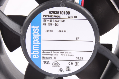3312NN EBM PAPST 9293510100 92X92X32MM 1.6W 12V, 0.13A EVANTAI