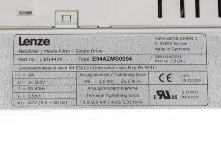 E94AZMS0094 LENZE 13014429 3.5MH FILTRU