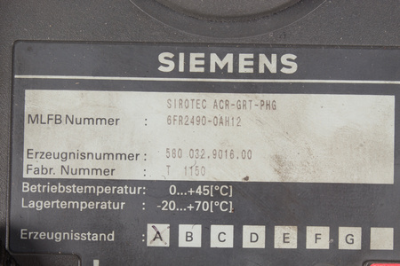 6FR2490-0AH12 SIEMENS SIROTEC ACR-GRT-PHG KRC32 PANTIDANTIV TEACH