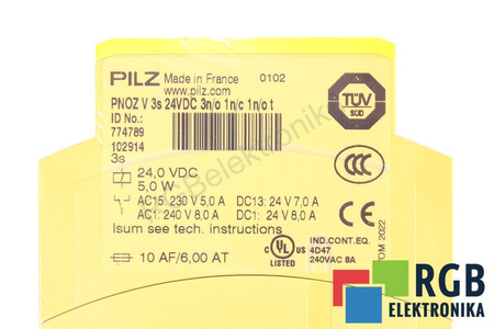 PNOZ V 3S 24VDC 3N/O 1N/C 1N/O T PILZ 774789 RELEU DE SIGURANȚĂ