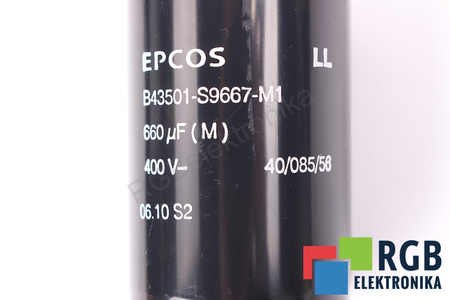 CONDENSATOR B43501-S9667-M1 EPCOS 40/085/56 660UF, 400VDC CONDENSATOR