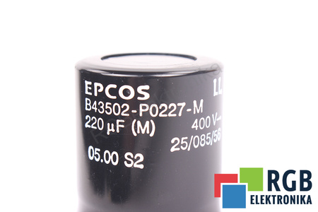 CONDENSATOR B43502-P0227-M EPCOS 25/085/56 220UF, 400VDC CONDENSATOR
