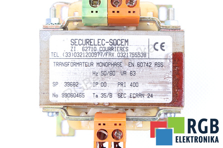 EN60742 SECURELEC SOCEM 400V, 24V TRANSFORMATOR