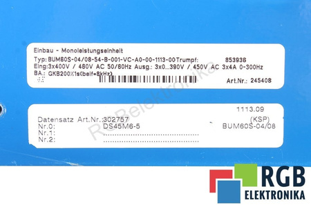 BUM60S-04/08-54-B-001-VC-A0-00-1113-00 TRUMPF 853936 PENTRU PIESE