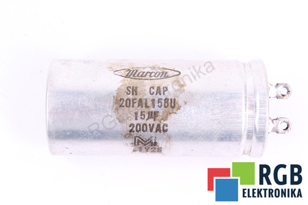 CONDENSATOR 20FAL156U MARCON 15UF, 200VAC CONDENSATOR