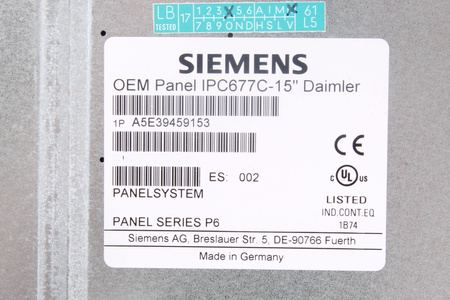 A5E39459153 SIEMENS OEM PANEL IPC677C-15"DAIMLER PANOU PARA PC