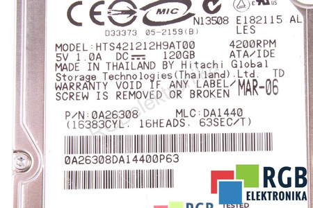 HTS421212H9AT00 HITACHI TRAVELSTAR 120GB