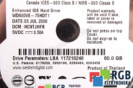 WD600VE-75HDT1 WESTERN DIGITAL WD600VE SCORPIO