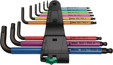 05022089001 WERA 950/9 HEX-PLUS SET DE CHEI HEXAGONALE ÎN FORMĂ DE L CU VÂRF SFERIC, ACOPERIRE BLACKLASER, METRIC, 9 PIESE